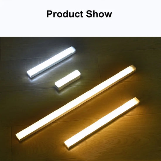 Motion Sensor Wireless LED Night Light USB Rechargeable Long Strip Bar Lamp for Kitchen Cabinet Wardrobe Bedside Staircase Tube