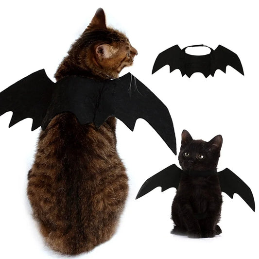 Bat Wings Costume, Small, Black Felt, for Dogs & Cats, Halloween Pet Apparel