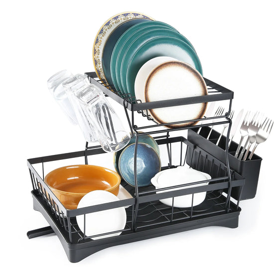 Large 2-tier dish drying rack for kitchen countertops